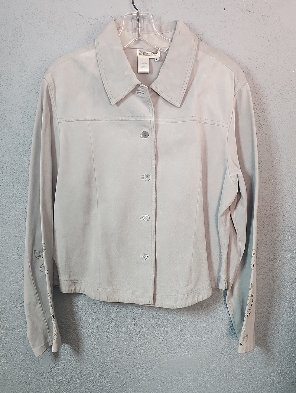Coldwater Creek Light Blue Suede Button-Front Jacket